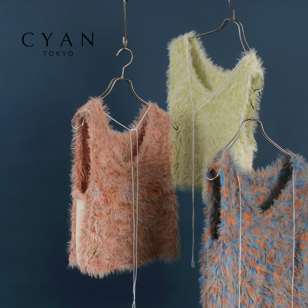 CYAN TOKYO（シアン トーキョー） MIXフェザーニットベスト / レディース プルオーバー ショート丈 Mix feather Vest