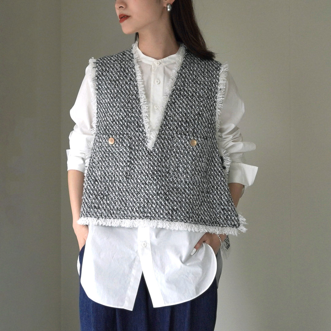 CYAN TOKYO（シアン トーキョー） バックオーバー ツイードベスト / レディース プルオーバー ショート丈 Back Over Tweed  Vest｜ROCOCO ONLINE STORE