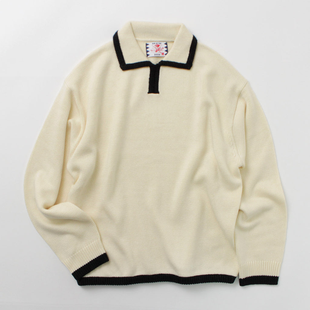 SON OF THE CHEESE（サノバチーズ） ライン ポロニット / トップス セーター ウール メンズ Line Polo Knit –  ROCOCO ONLINE STORE