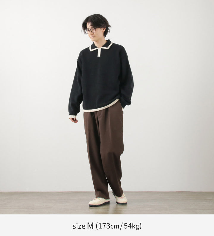 SON OF THE CHEESE（サノバチーズ） ライン ポロニット / トップス セーター ウール メンズ Line Polo Knit –  ROCOCO ONLINE STORE