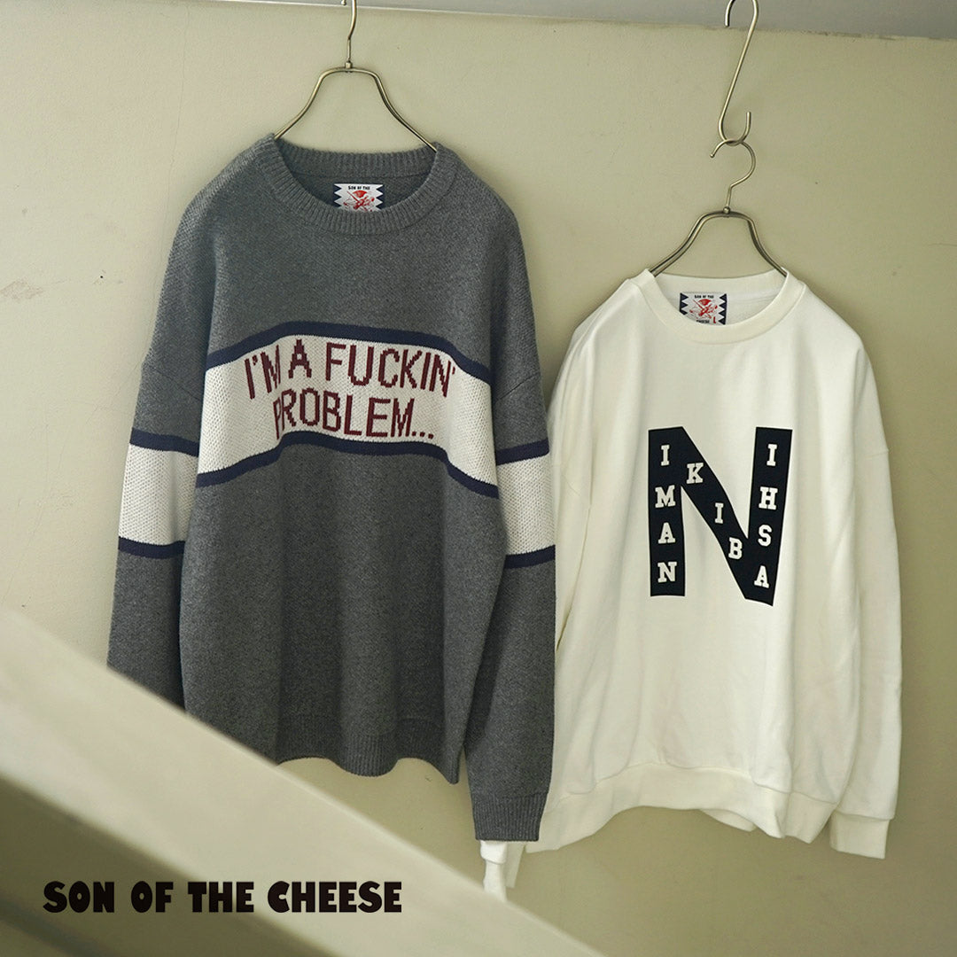 SON OF THE CHEESE（サノバチーズ） IM FUCKING PROBLEM クルーニット / トップス セーター ジャガード ウール メンズ “I&#8217;M FUCKING PROBLEM”Crew Knit