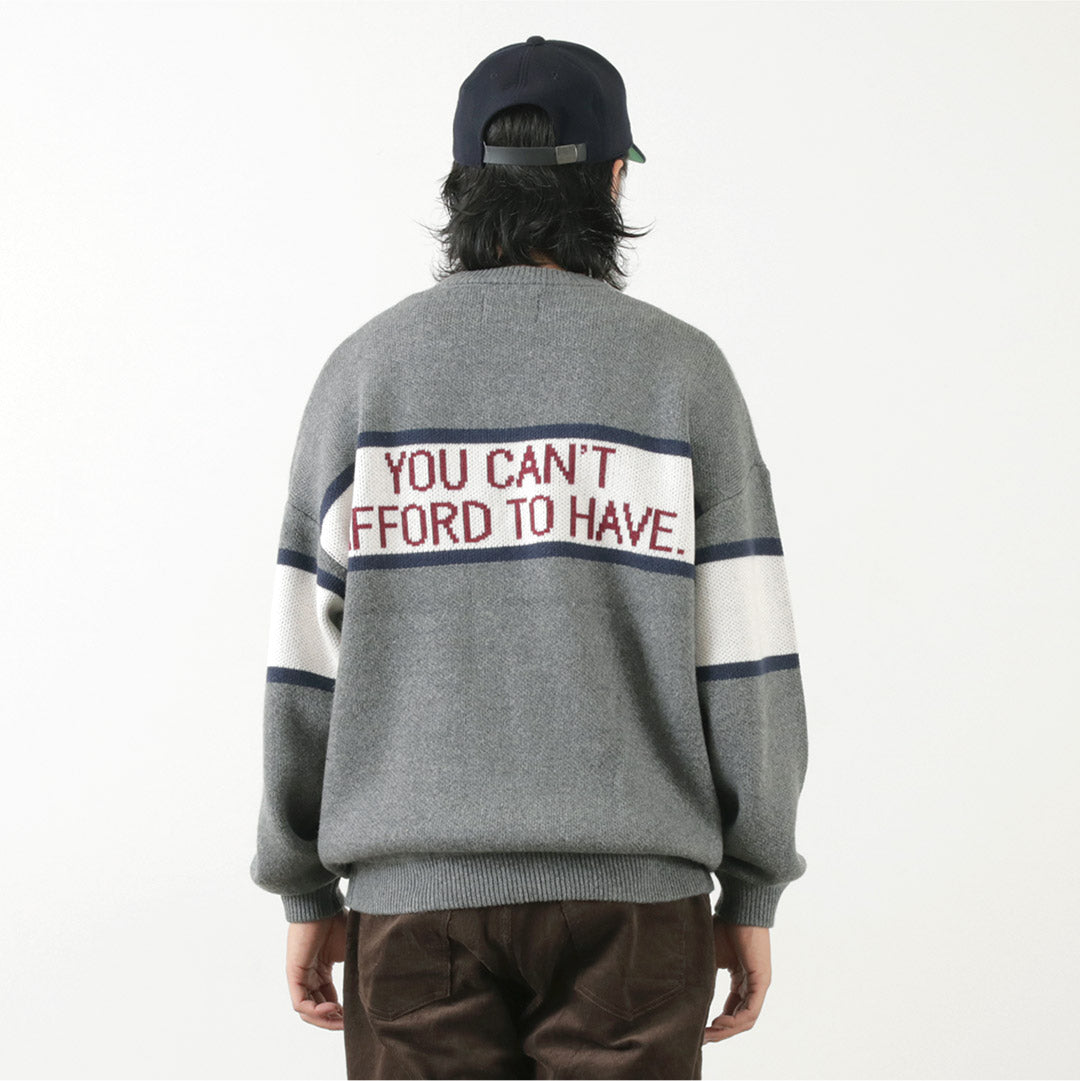 SON OF THE CHEESE（サノバチーズ） IM FUCKING PROBLEM クルーニット / トップス セーター ジャガード ウール メンズ “I&#8217;M FUCKING PROBLEM”Crew Knit