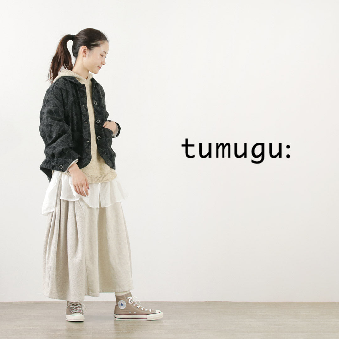 【30％OFF】TUMUGU（ツムグ） 幾何学柄ジャガードデニム ジャケット