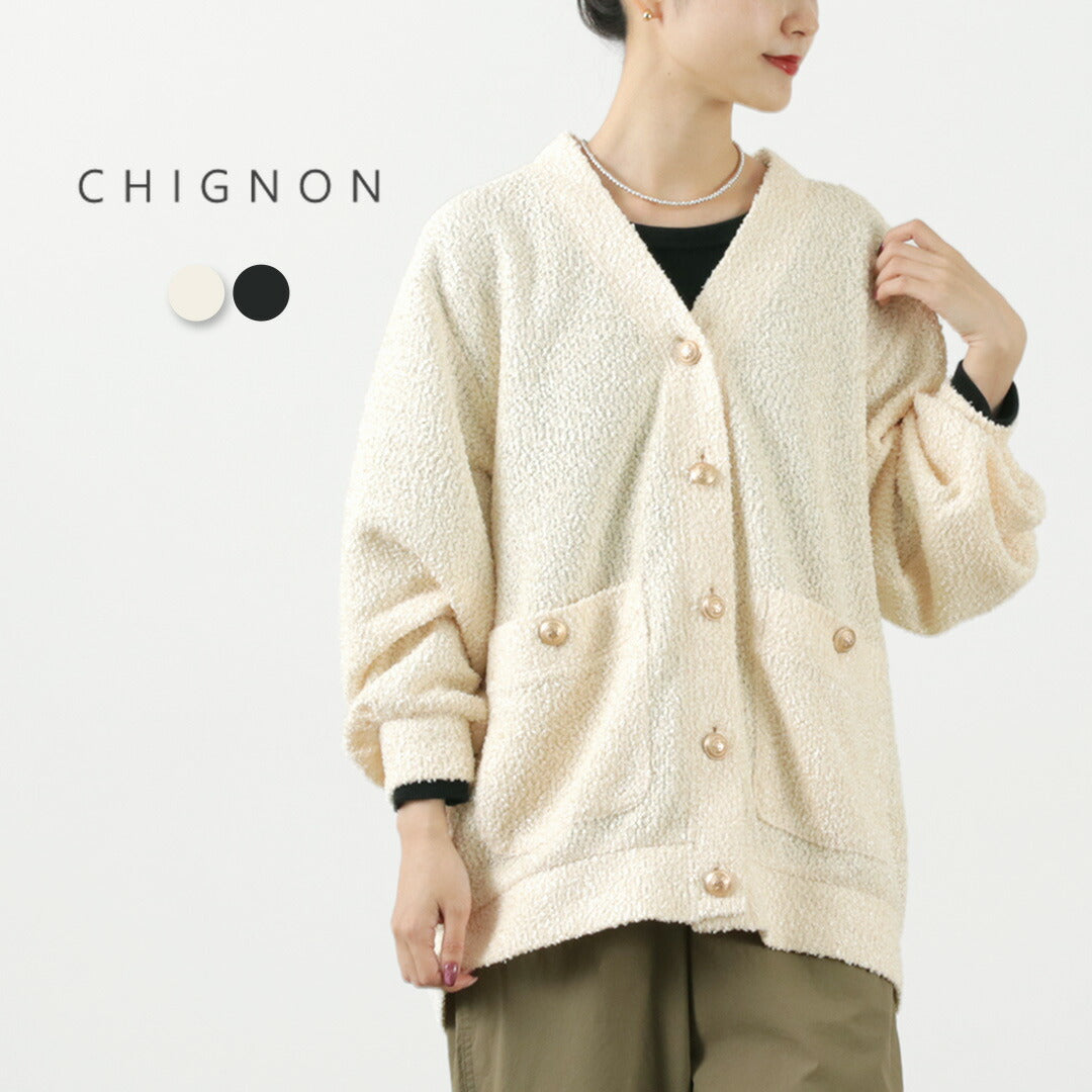 【20％OFF】CHIGNON（シニヨン） カットツイード カーディガン / レディース 長袖 羽織 無地 Cut Tweed CD【セール】