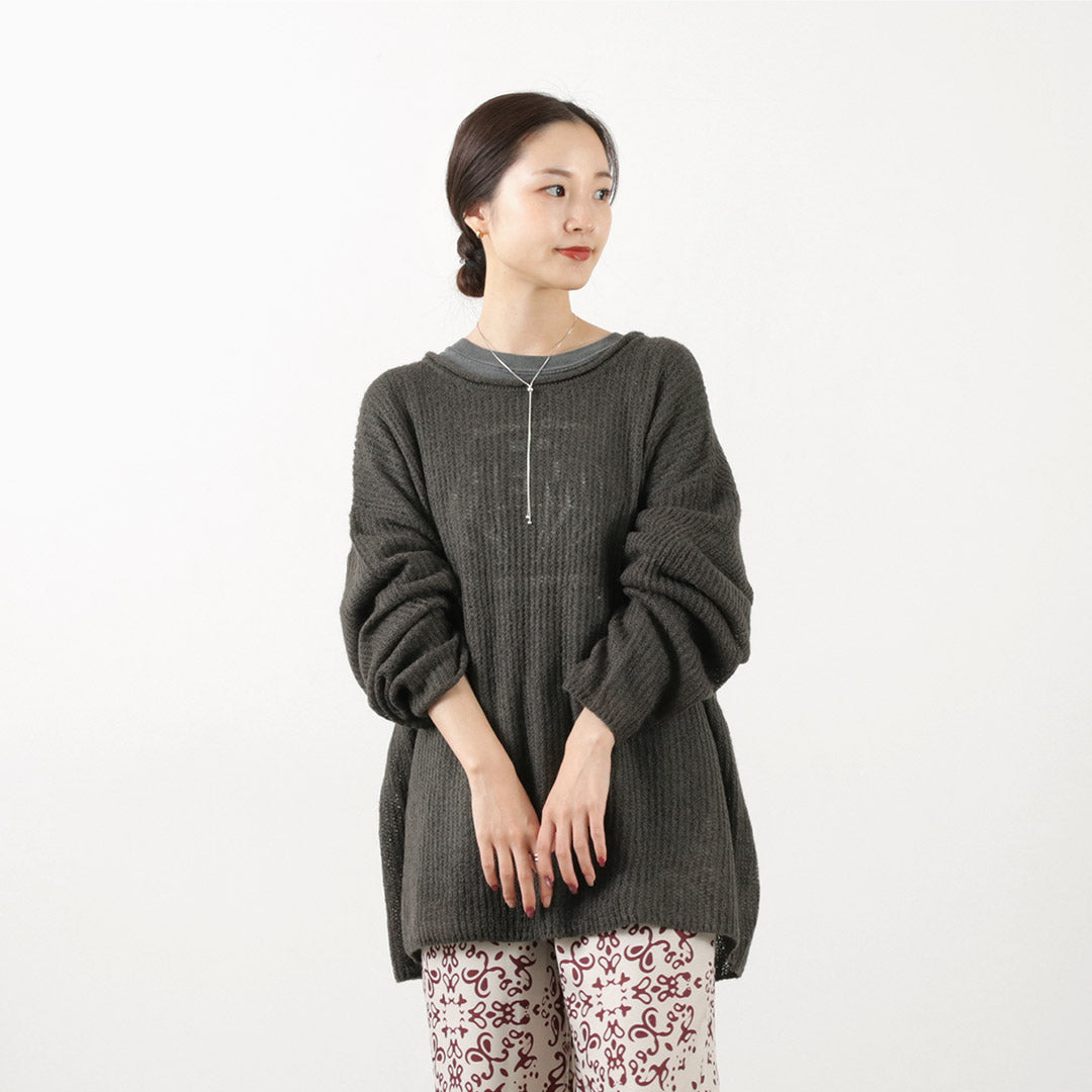 CHIGNON（シニヨン） モヘア混片畦ルーズニット / レディース トップス 長袖 モヘア 薄手 透かし編み 透けニット Mohair blend Loose Knit クリスマス プレゼント ギフト