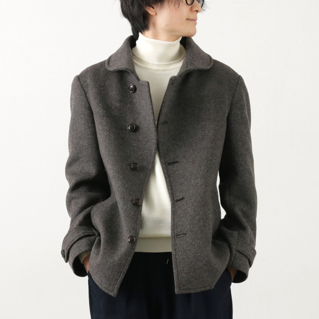 RE MADE IN TOKYO JAPAN（アールイー） ウールメルトン スタンドカラー Pコート / メンズ ビジネス アウター 羽織 日本製 Wool Melton Stand Collar P-Coat