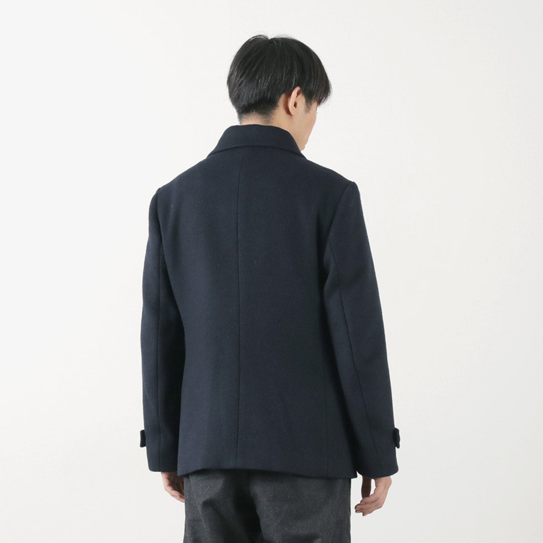 RE MADE IN TOKYO JAPAN（アールイー） ウールメルトン スタンドカラー Pコート / メンズ ビジネス アウター 羽織 日本製 Wool Melton Stand Collar P-Coat