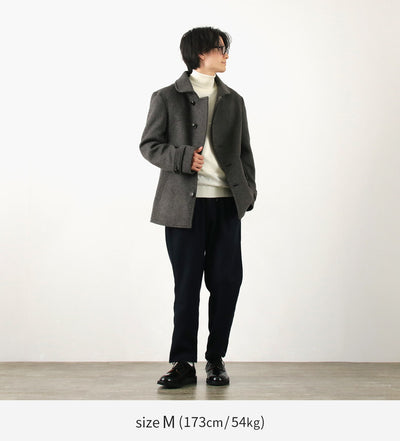 RE MADE IN TOKYO JAPAN（アールイー） ウールメルトン スタンドカラー Pコート / メンズ ビジネス アウター 羽織 日本製 Wool Melton Stand Collar P-Coat