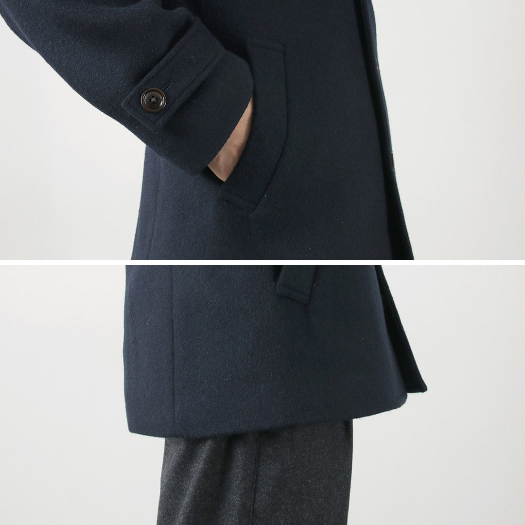 RE MADE IN TOKYO JAPAN（アールイー） ウールメルトン スタンドカラー Pコート / メンズ ビジネス アウター 羽織 日本製 Wool Melton Stand Collar P-Coat