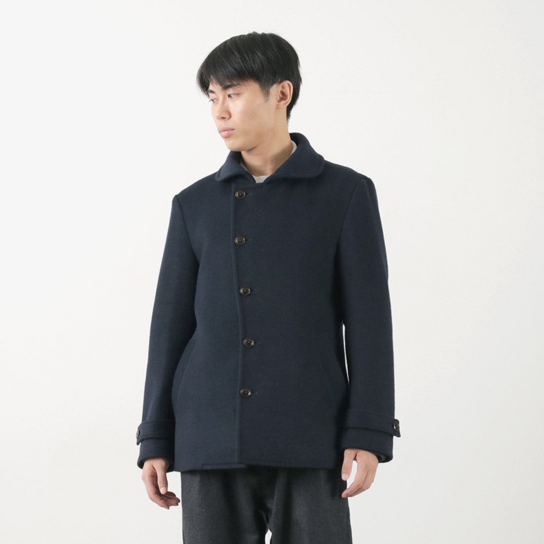 RE MADE IN TOKYO JAPAN（アールイー） ウールメルトン スタンドカラー Pコート / メンズ ビジネス アウター 羽織 日本製 Wool Melton Stand Collar P-Coat