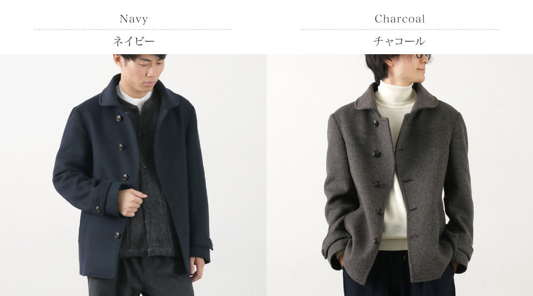 RE MADE IN TOKYO JAPAN（アールイー） ウールメルトン スタンドカラー Pコート / メンズ ビジネス アウター 羽織 日本製 Wool Melton Stand Collar P-Coat