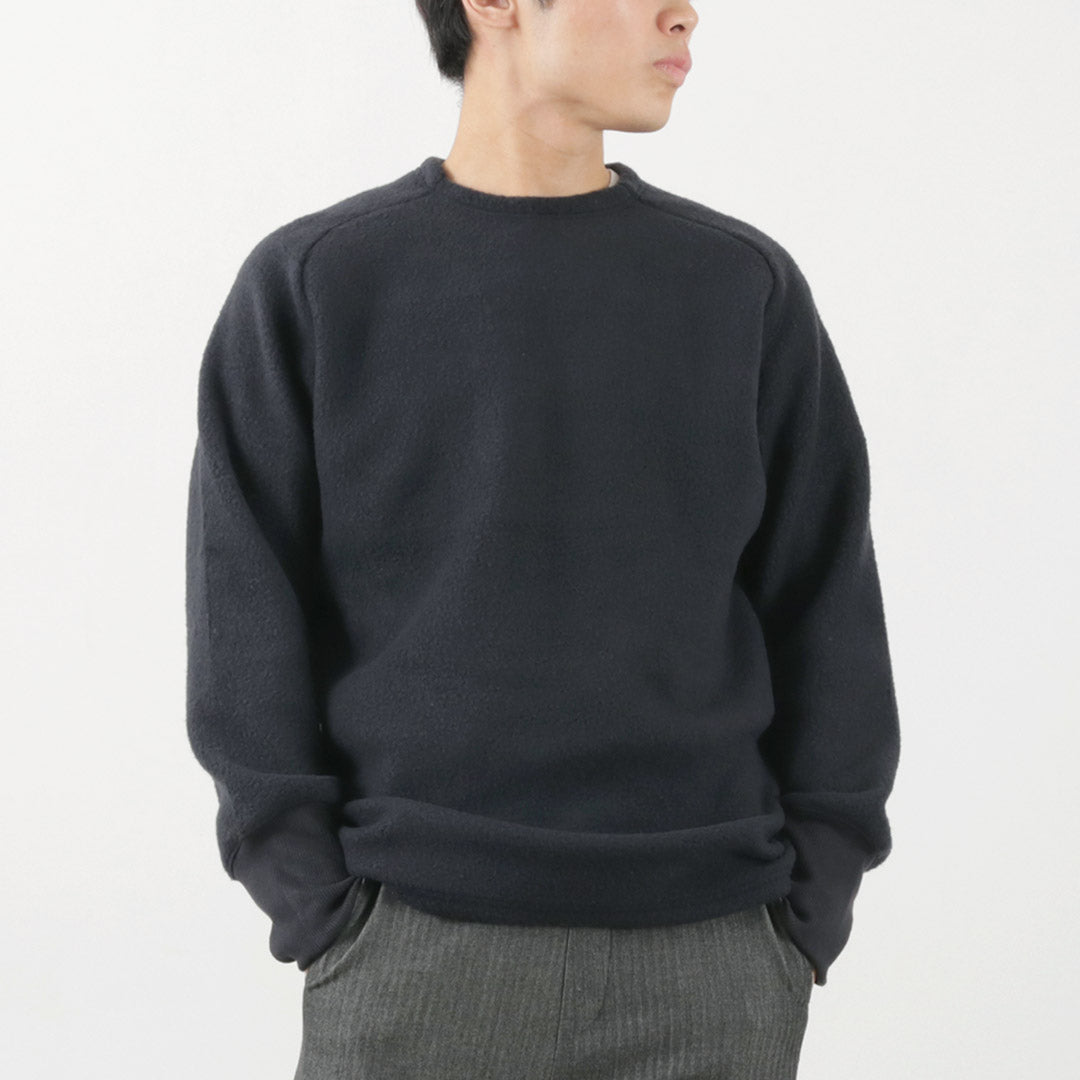 RE MADE IN TOKYO JAPAN（アールイー） ソフトエアーパイル ウォーム ニット / メンズ 長袖 ラグランスリーブ 無地 日本製 シンプル Soft Air Pile Warm Knit