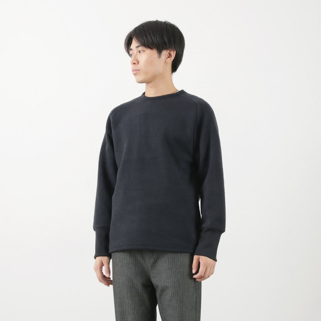 RE MADE IN TOKYO JAPAN（アールイー） ソフトエアーパイル ウォーム ニット / メンズ 長袖 ラグランスリーブ 無地 日本製 シンプル Soft Air Pile Warm Knit