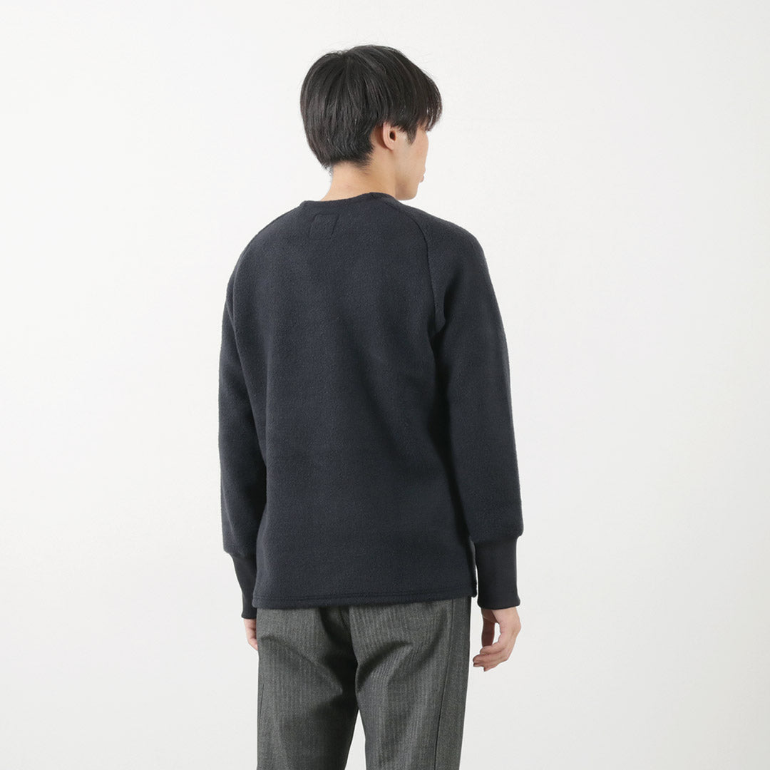 RE MADE IN TOKYO JAPAN（アールイー） ソフトエアーパイル ウォーム ニット / メンズ 長袖 ラグランスリーブ 無地 日本製 シンプル Soft Air Pile Warm Knit