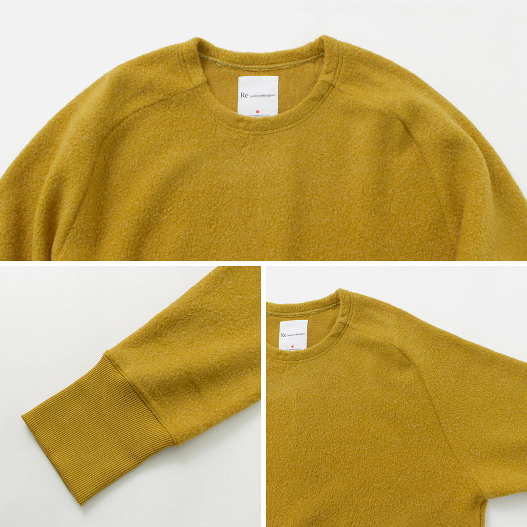 RE MADE IN TOKYO JAPAN（アールイー） ソフトエアーパイル ウォーム ニット / メンズ 長袖 ラグランスリーブ 無地 日本製 シンプル Soft Air Pile Warm Knit