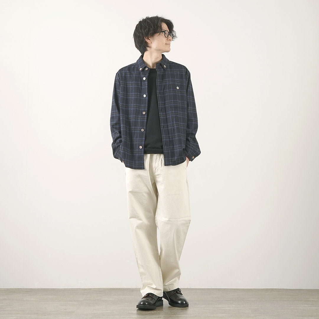 RE MADE IN TOKYO JAPAN（アールイー） クラフトウール チェック CPO ボタンダウンシャツ / メンズ トップス 長袖 日本製 Craft Wool Check CPO BD Shirt