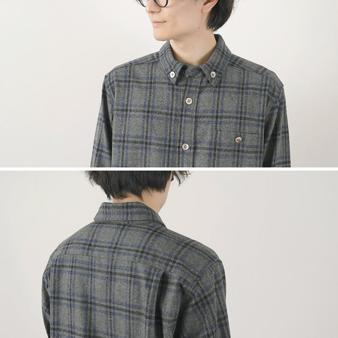 RE MADE IN TOKYO JAPAN（アールイー） クラフトウール チェック CPO ボタンダウンシャツ / メンズ トップス 長袖 日本製 Craft Wool Check CPO BD Shirt