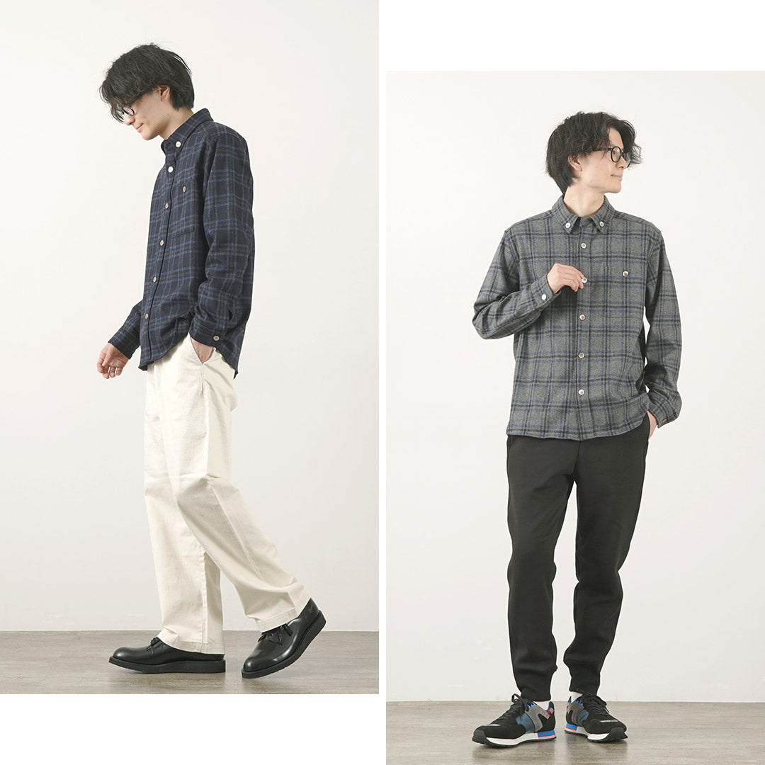 RE MADE IN TOKYO JAPAN（アールイー） クラフトウール チェック CPO ボタンダウンシャツ / メンズ トップス 長袖 日本製 Craft Wool Check CPO BD Shirt