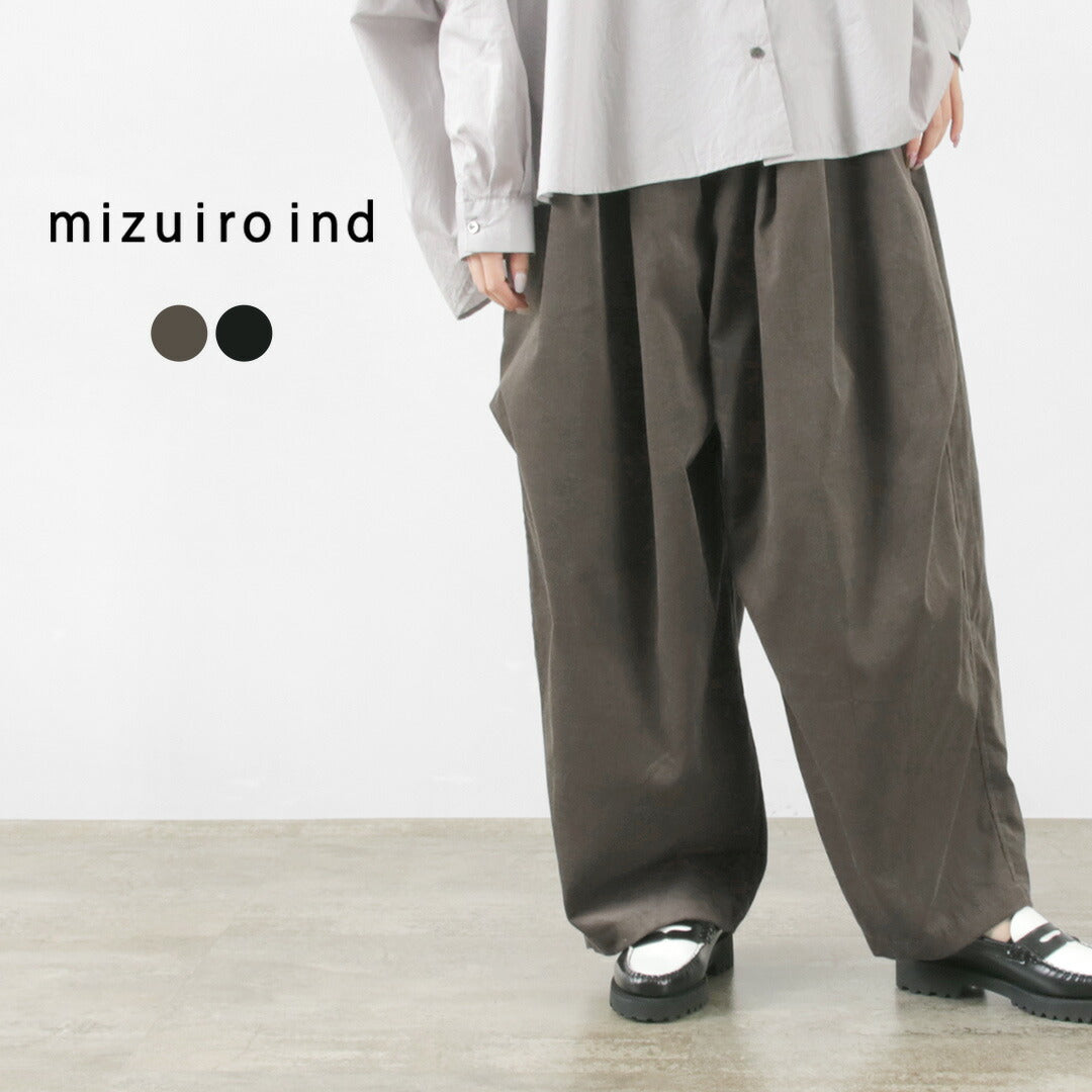 mizuiro ind ワイド タック パンツ イージー ゴム ミズイロインド