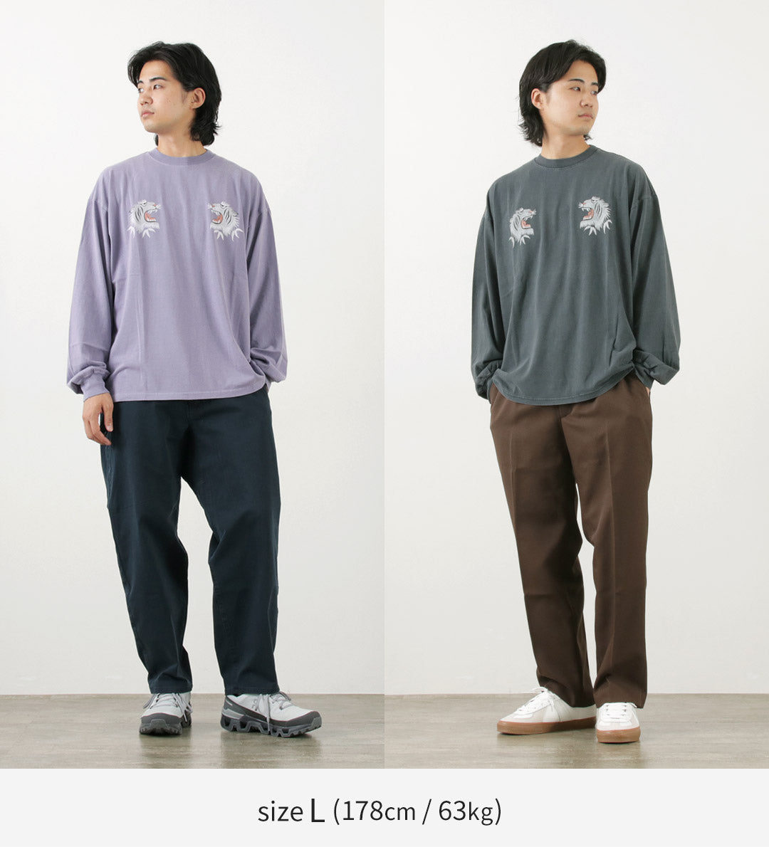 REMI RELIEF（レミレリーフ） 別注 HARD スペシャル加工20 天竺 ロンT (虎柄) / プリント Tシャツ 長袖 ロングスリーブ メンズ コットン 綿 日本製