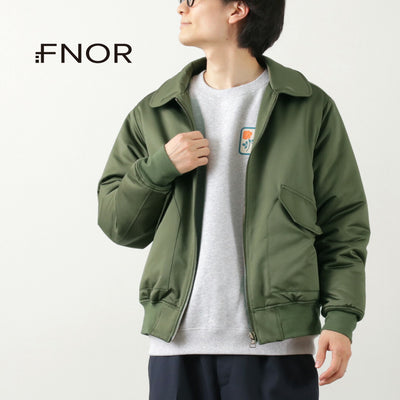 FNOR（エフノア） スライトサテン ペアアウェイ フライトジャケット / メンズ レディース ユニセックス ブルゾン ミリタリー ライトアウター ナイロン 中綿 無地 日本製