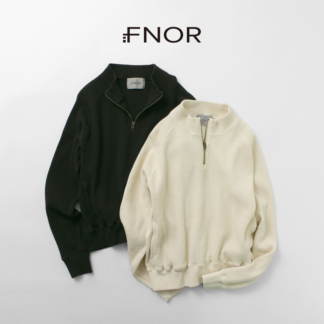 【30％OFF】FNOR（エフノア） オープンエンドワッフル ハーフジッププルオーバー