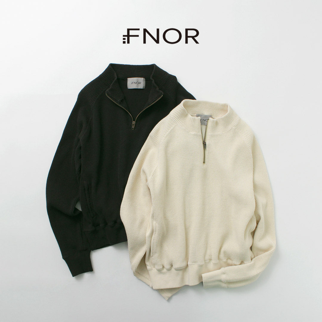 【30％OFF】FNOR（エフノア） オープンエンドワッフル ハーフジッププルオーバー