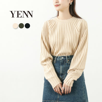 YENN（イェン） リブ フォルム ニット プルオーバー / レディース トップス 丸首 クルーネック 無地 シンプル RIB FORM KNIT PO