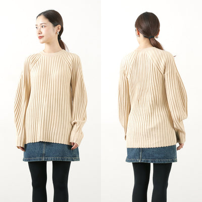 YENN（イェン） リブ フォルム ニット プルオーバー / レディース トップス 丸首 クルーネック 無地 シンプル RIB FORM KNIT PO