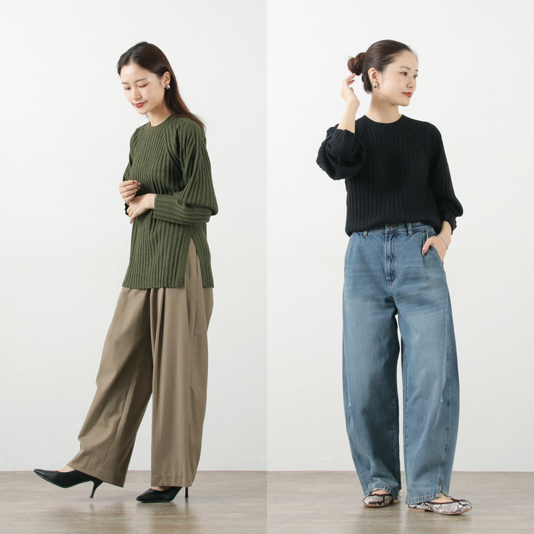 YENN（イェン） リブ フォルム ニット プルオーバー / レディース トップス 丸首 クルーネック 無地 シンプル RIB FORM KNIT PO