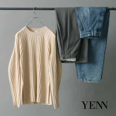 YENN（イェン） リブ フォルム ニット プルオーバー / レディース トップス 丸首 クルーネック 無地 シンプル RIB FORM KNIT PO