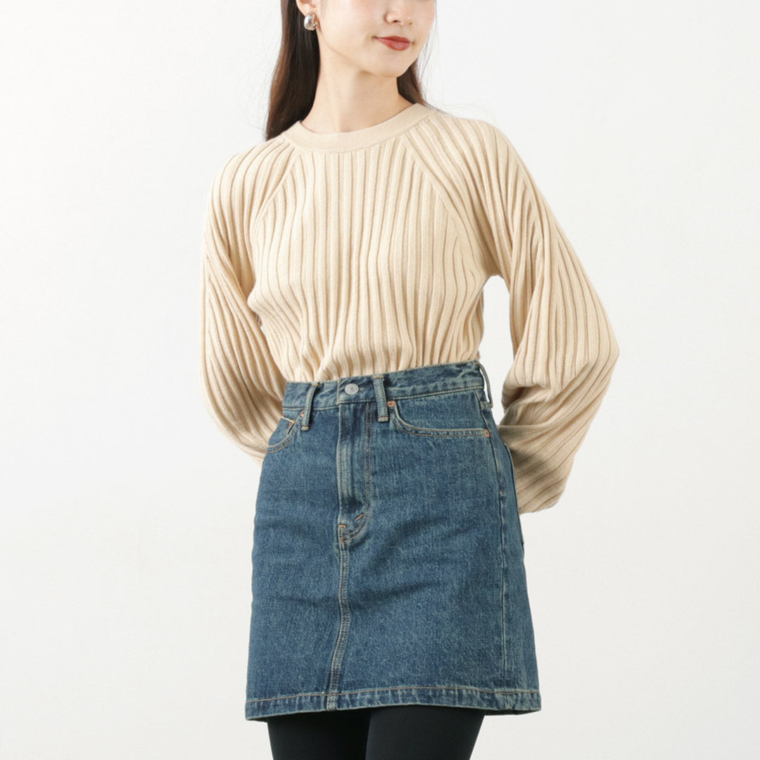 YENN（イェン） リブ フォルム ニット プルオーバー / レディース トップス 丸首 クルーネック 無地 シンプル RIB FORM KNIT PO