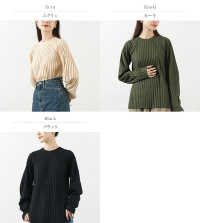 YENN（イェン） リブ フォルム ニット プルオーバー / レディース トップス 丸首 クルーネック 無地 シンプル RIB FORM KNIT PO