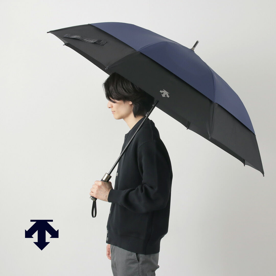 DESCENTE（デサント） エアロストリームアンブレラ / メンズ 長傘 無地 丈夫 UVカット 晴雨兼用 強風 耐風 軽量 Waterfront DOAXJX00