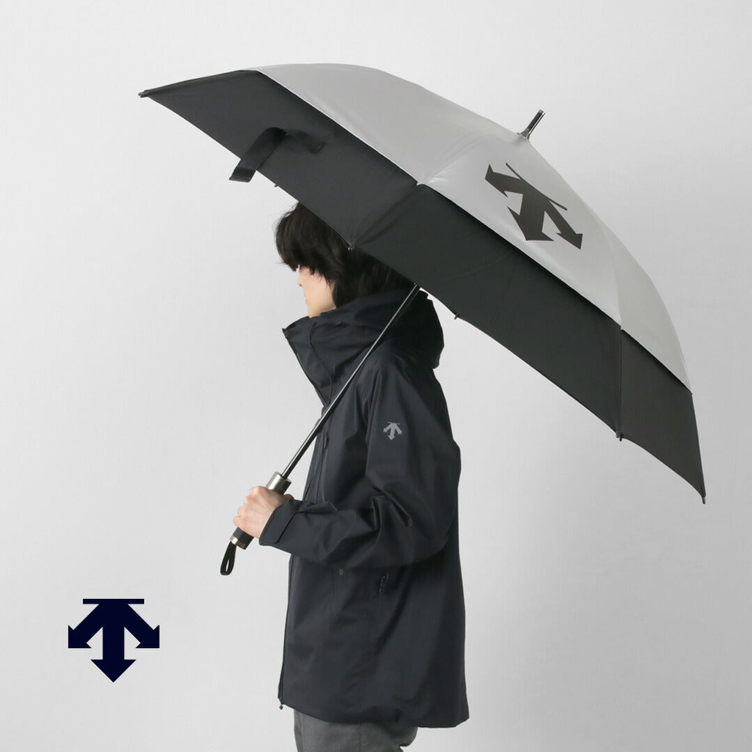 DESCENTE（デサント） エアロストリームアンブレラ（日傘） / 晴雨兼用 メンズ 長傘 無地 丈夫 UVカット UPF50+ 強風 耐風 軽量 Waterfront DOAXJX00SV