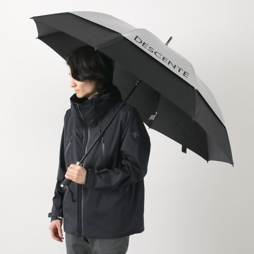 DESCENTE（デサント） エアロストリームアンブレラ（日傘） / 晴雨兼用 メンズ 長傘 無地 丈夫 UVカット UPF50+ 強風 耐風 軽量 Waterfront DOAXJX00SV