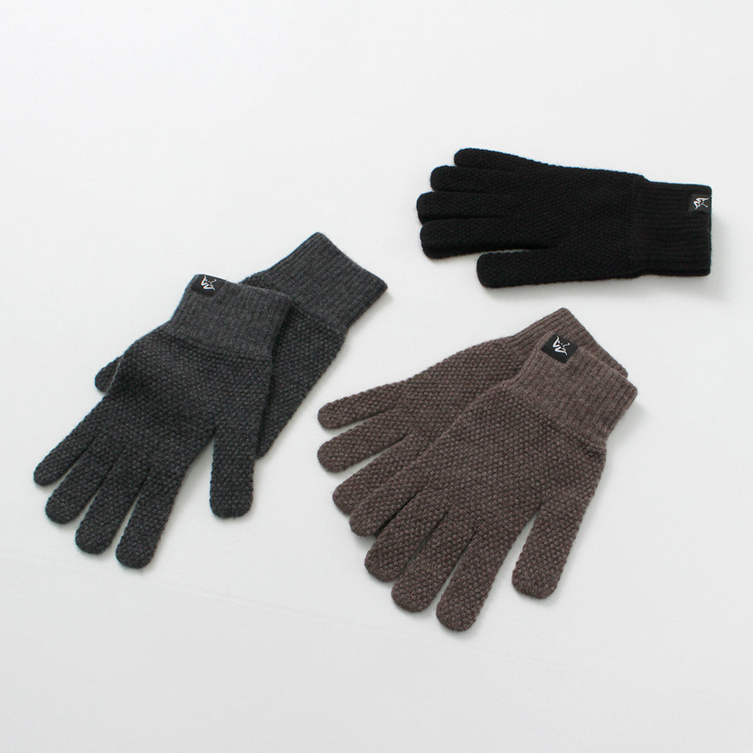 MOONCASTLE（ムーンキャッスル） 別注 シードステッチ カシミア グローブ / メンズ 手袋 カシミヤ 日本製 鹿の子 SEED STITCH CASHMERE GLOVES