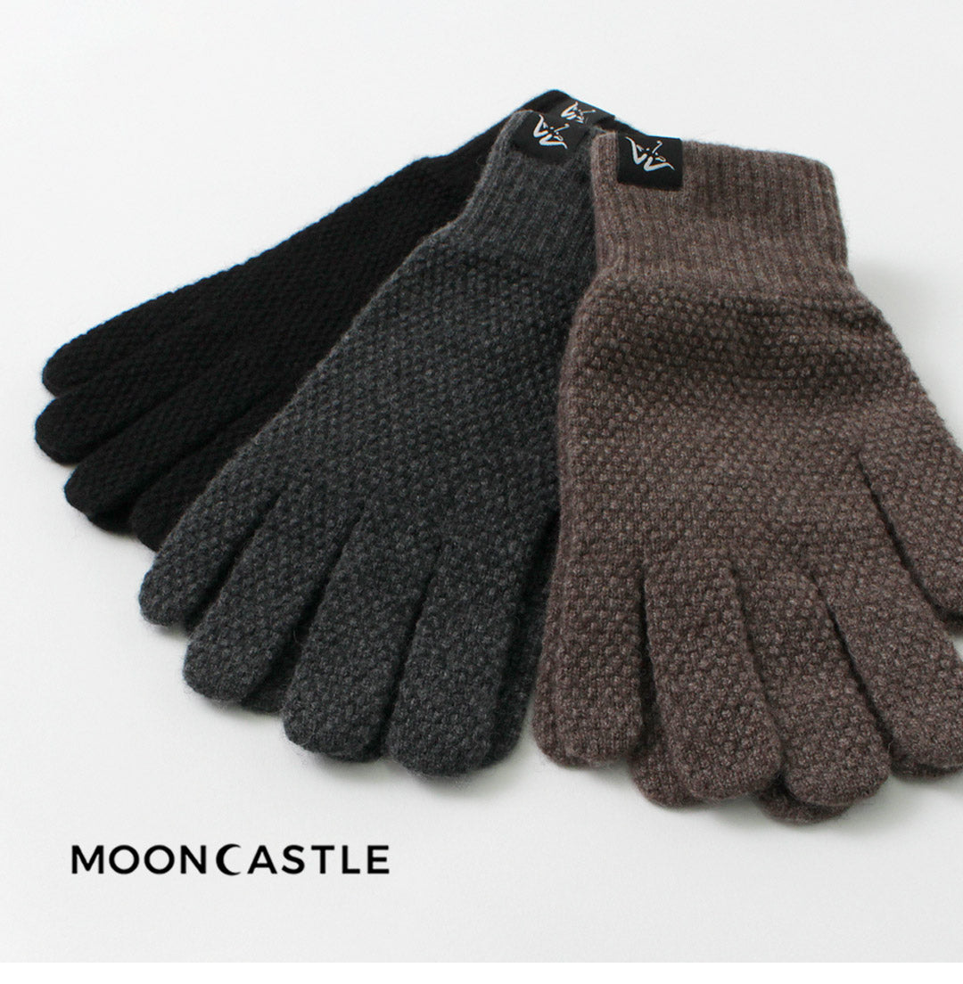 MOONCASTLE（ムーンキャッスル） 別注 シードステッチ カシミア グローブ / メンズ 手袋 カシミヤ 日本製 鹿の子 SEED STITCH CASHMERE GLOVES