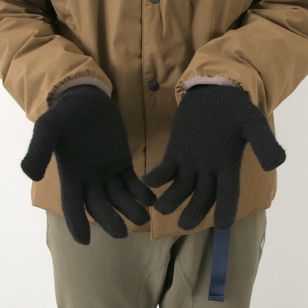 MOONCASTLE（ムーンキャッスル） 別注 シードステッチ カシミア グローブ / メンズ 手袋 カシミヤ 日本製 鹿の子 SEED STITCH CASHMERE GLOVES