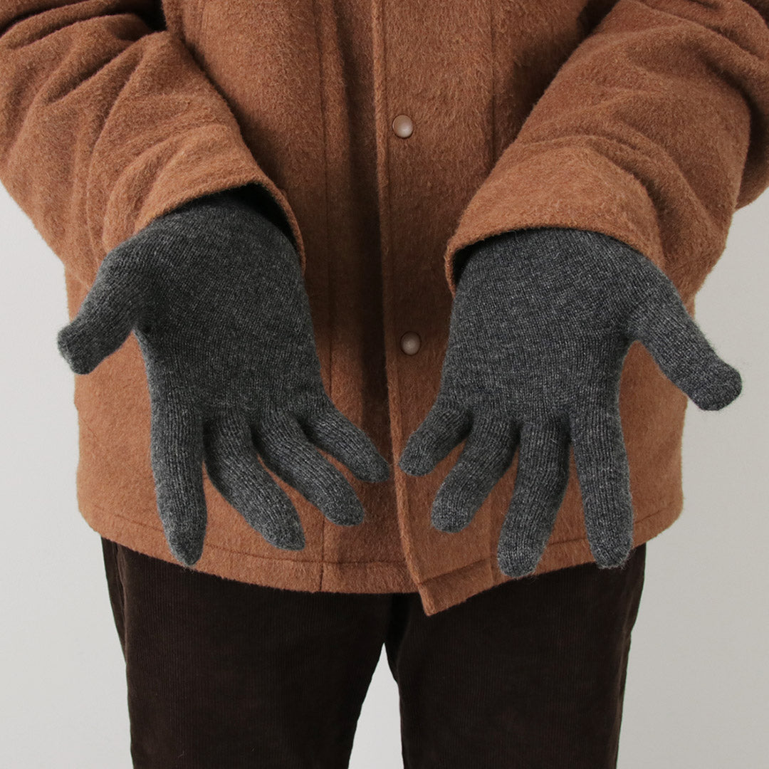 MOONCASTLE（ムーンキャッスル） 別注 プレーンステッチ カシミア グローブ / メンズ 手袋 カシミヤ 日本製 無地 PLAIN STITCH CASHMERE GLOVES