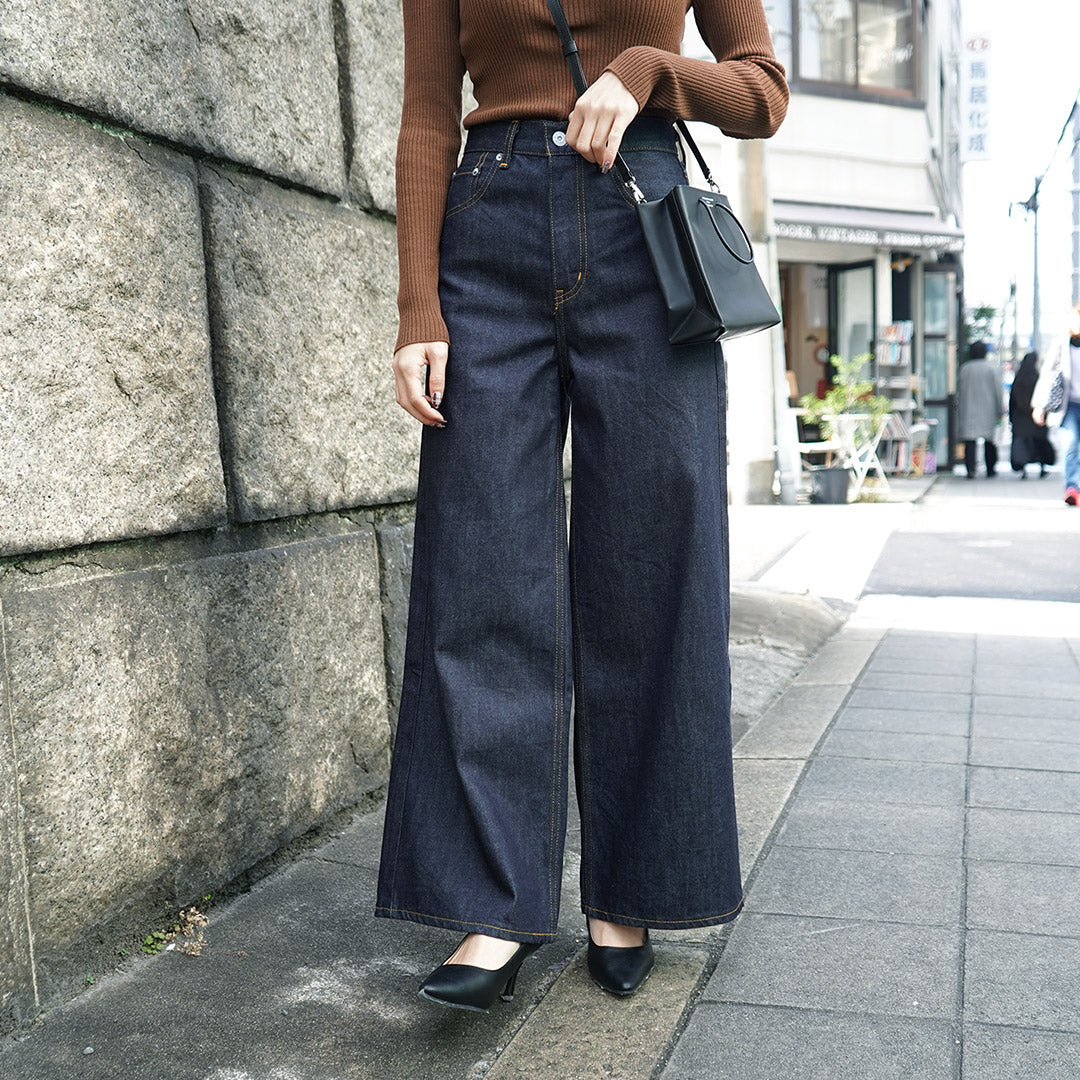 WOADBLUE（ウォードブルー） ワイド デニム パンツ / レディース ボトムス パンツ ジーンズ 綿 コットン 日本製 Wide Denim Pants