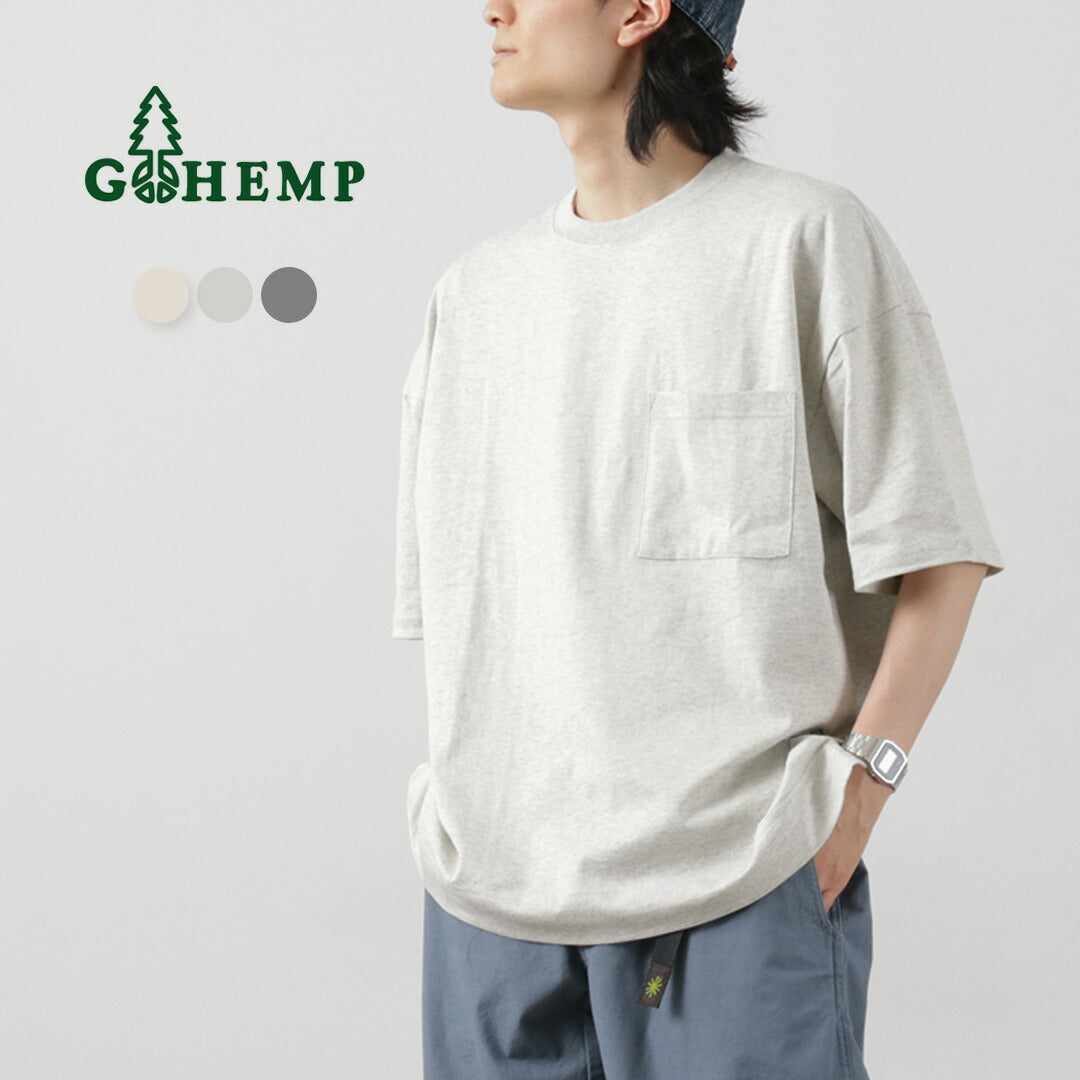 GOHEMP（ゴーヘンプ） ワイド スリット Tシャツ ヘザー / メンズ レディース ユニセックス トップス 半袖 プリント ポケットT 吸湿 速乾 WIDE SLIT TEE