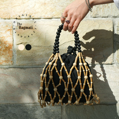 BAGMATI（バグマティ） バンブーウッド 巾着バッグ / レディース ハンドバッグ カゴバッグ 天然素材 Bamboo Wood Purse