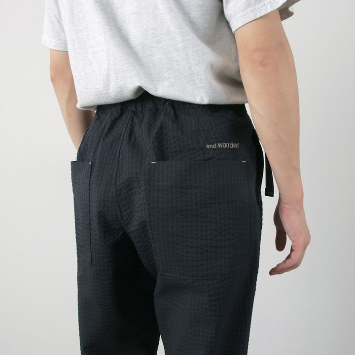 AND WANDER（アンドワンダー） ドライソフト シアサッカー パンツ / ボトムス 伸縮 吸湿速乾 COOLMAX Dry soft seersucker  pants