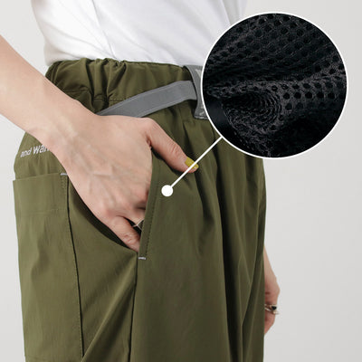 AND WANDER（アンドワンダー） UVカット ストレッチパンツ W / レディース ボトムス ウエストゴム アウトドア 日本製 UV cut stretch pants