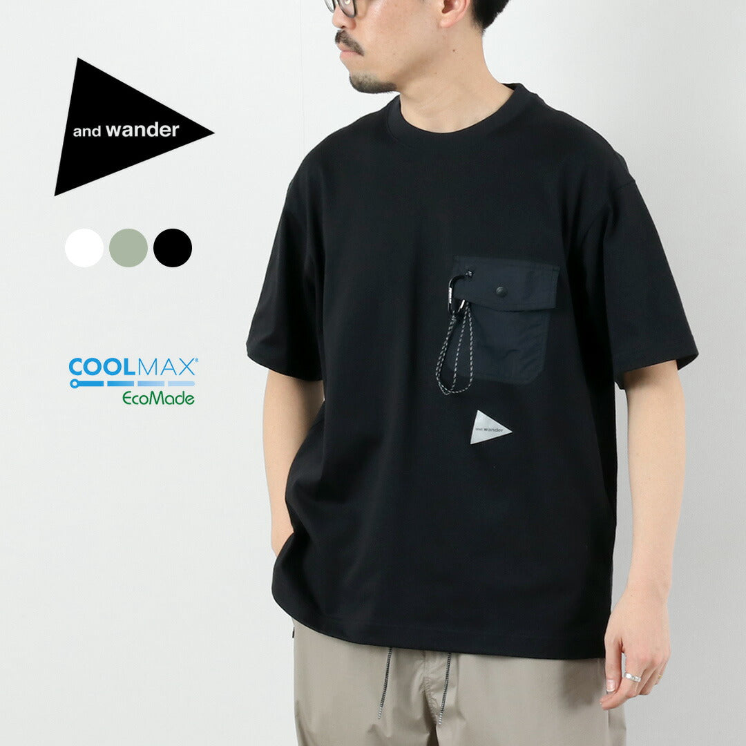 AND WANDER（アンドワンダー） ポケットTシャツ / メンズ 半袖 吸水速