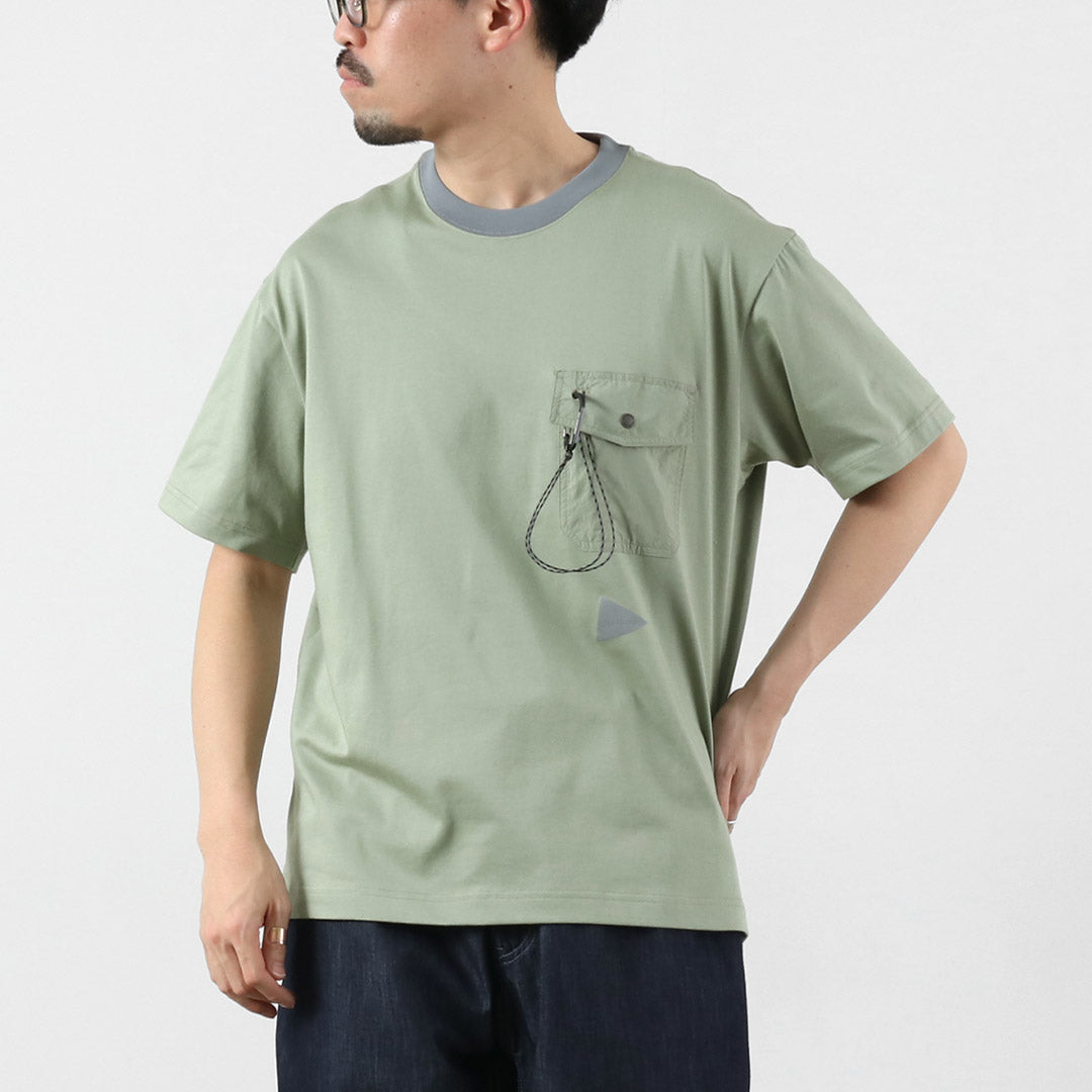 AND WANDER（アンドワンダー） ポケットTシャツ / メンズ 半袖 吸水速