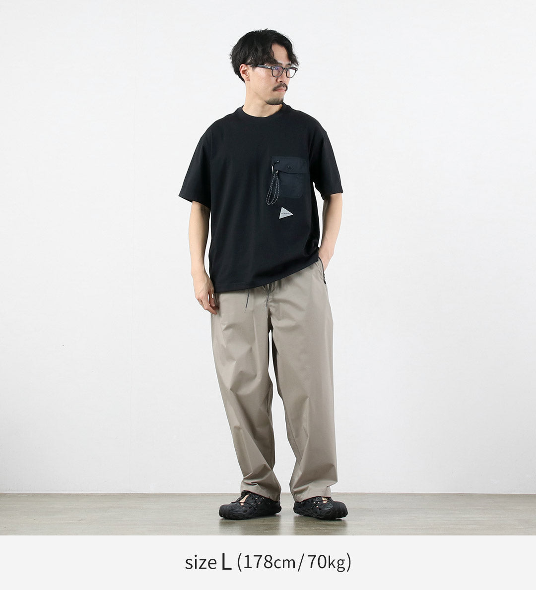 AND WANDER（アンドワンダー） ポケットTシャツ / メンズ 半袖 吸水速