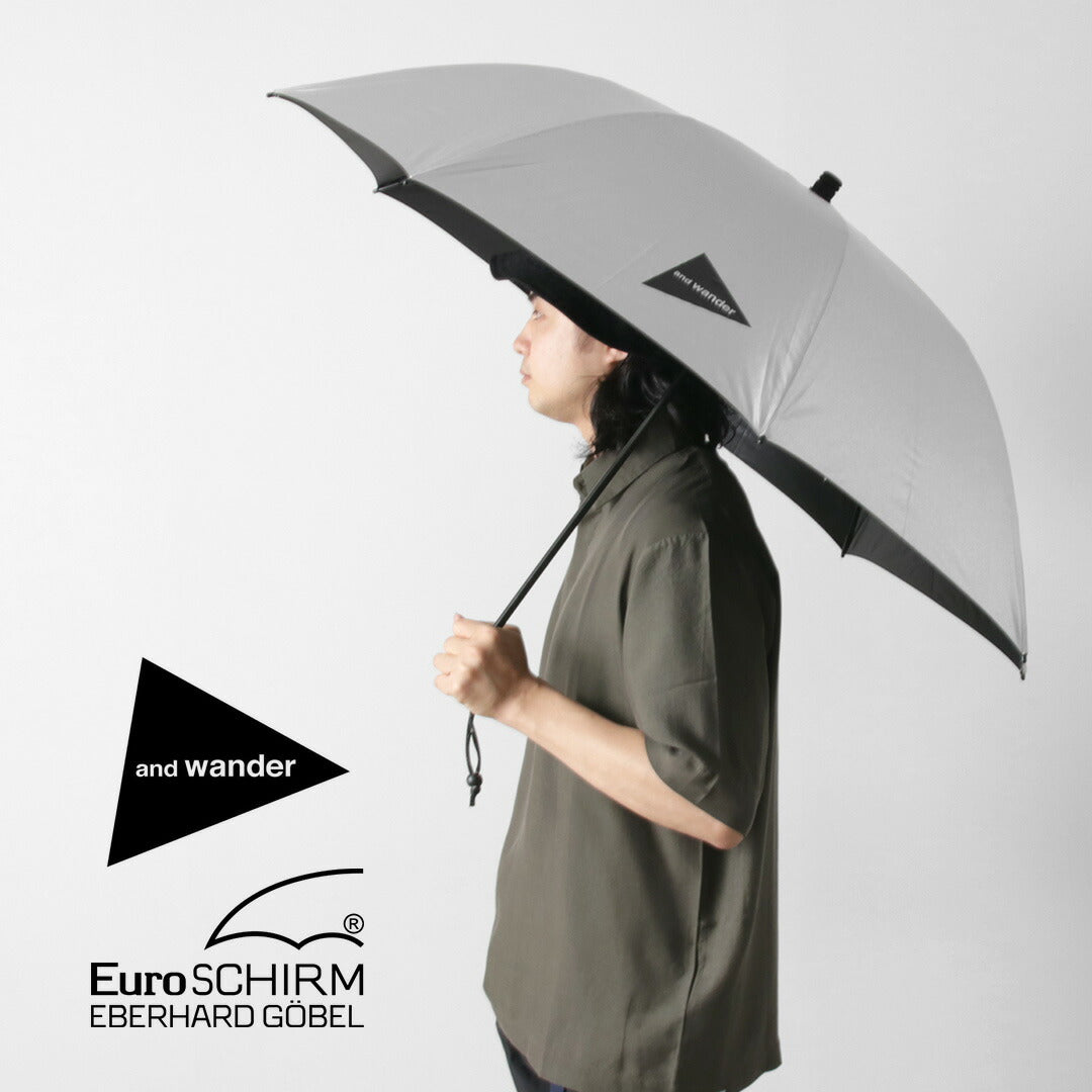 AND WANDER（アンドワンダー） ユーロシルム×アンドワンダー UVカット アンブレラ / 晴雨兼用 長傘 無地 丈夫 UPF50+ メンズ 強風 耐風 軽量 アウトドア EuroSCHIRM×and wander umbrella UV