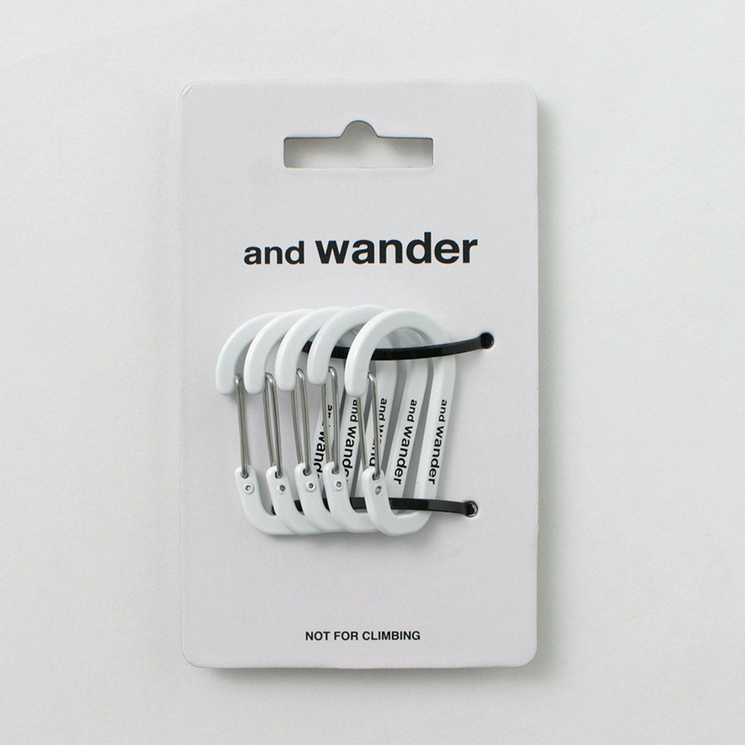 AND WANDER（アンドワンダー） ミニカラビナ セット / キーホルダー 5個セット アルミニウム キャンプ アウトドア mini carabiner set